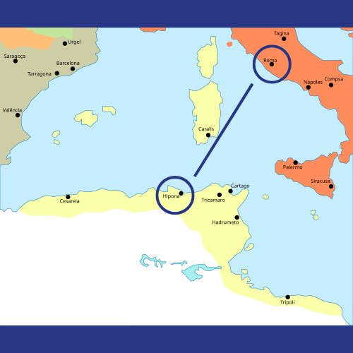 Mapa de Hipona, Cartago e Roma. Cânon Bíblico.